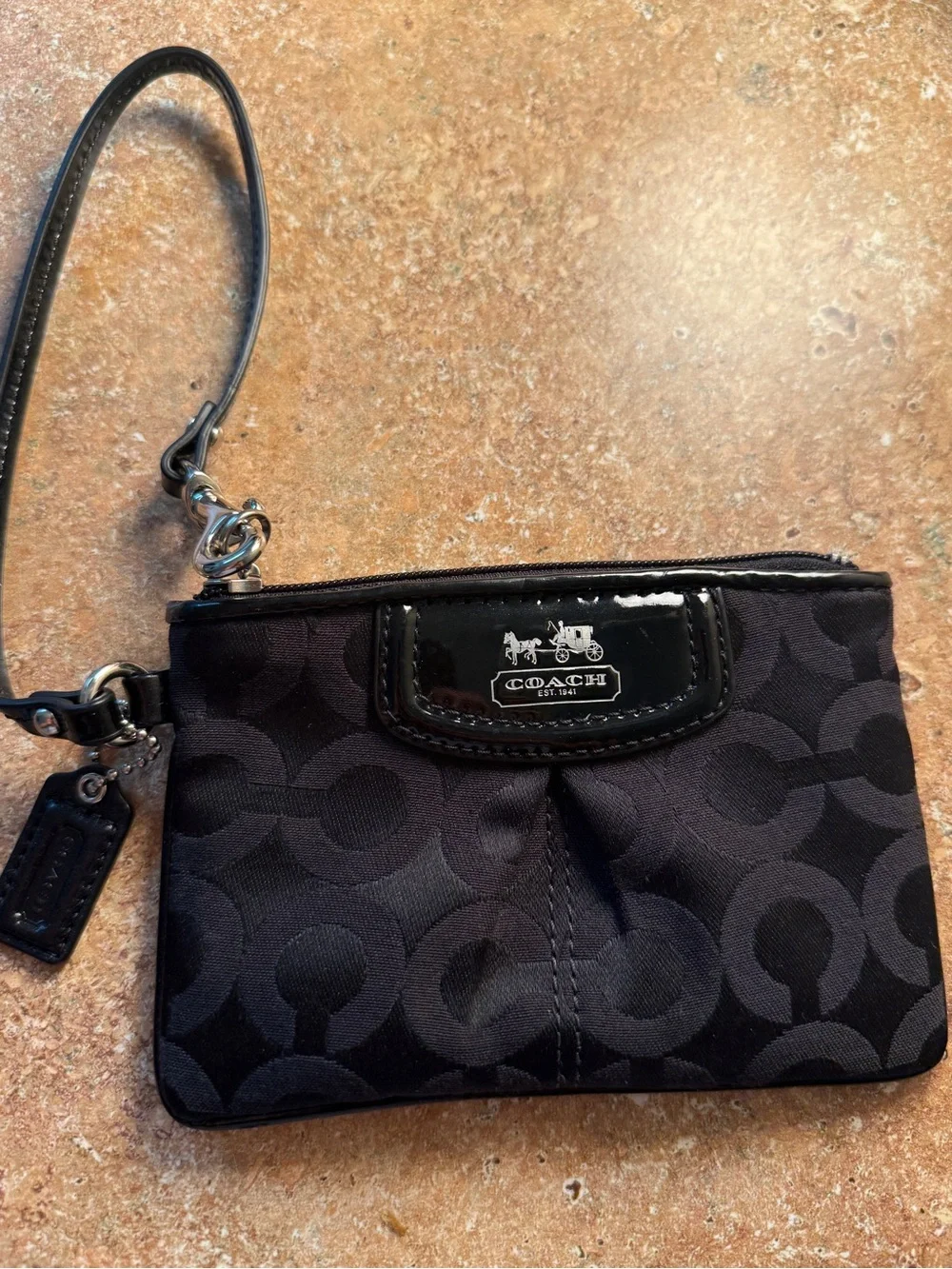 Coach Black Signature Wristlet Coin Pouch